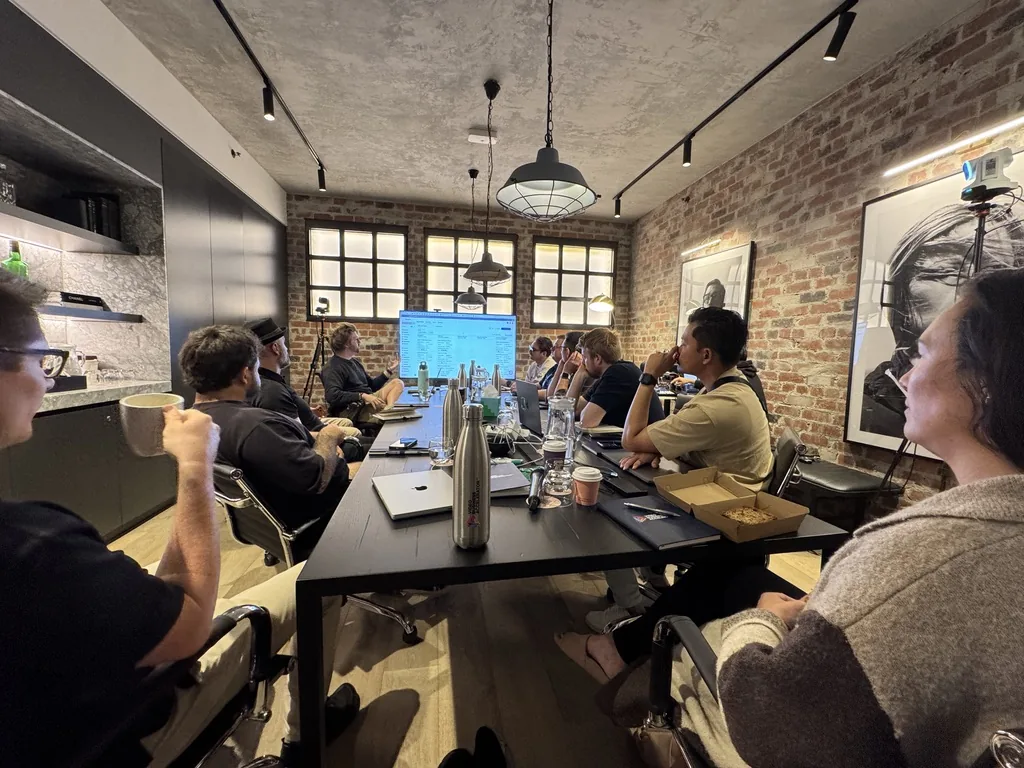 Mastermind members working around the table at Gather
