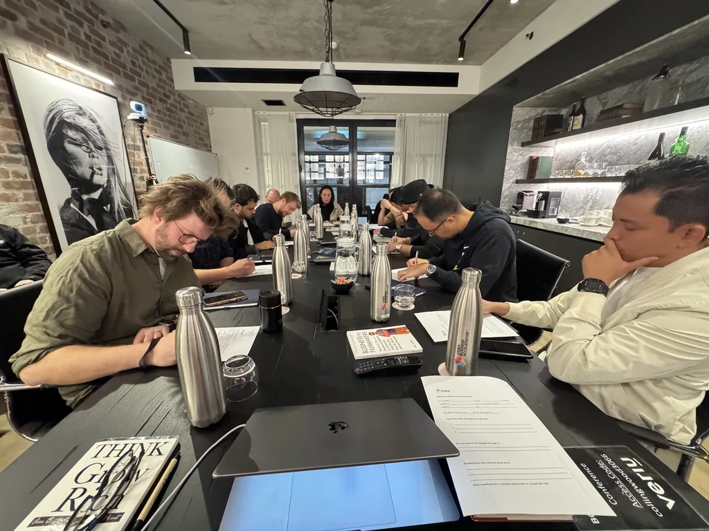 Workshop participants working through exercises